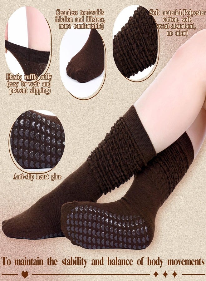 Maiteenly 8 Pairs Pilates Socks with Grips for Women Winter Non Slip Long Yoga Grippy Slouch Scrunch Slipper Socks Bulk for Women Warm Ladies Cozy Barefoot Barre Pregnant Hospital Workout Winter - Image 5